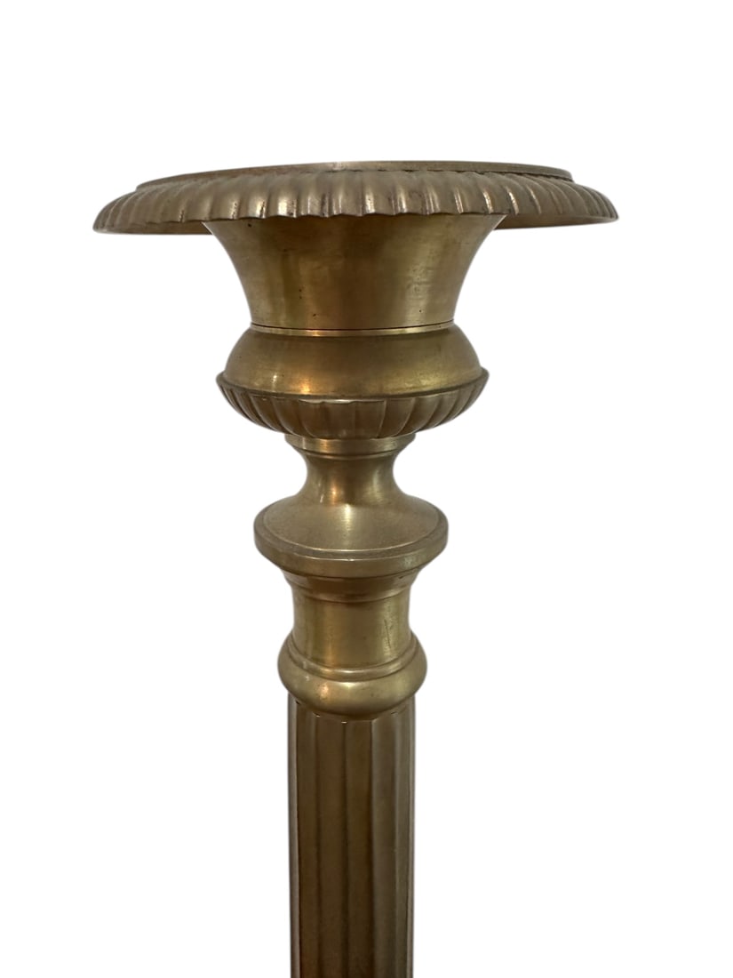 Antique 2pc Brass Altar Candlesticks - 10