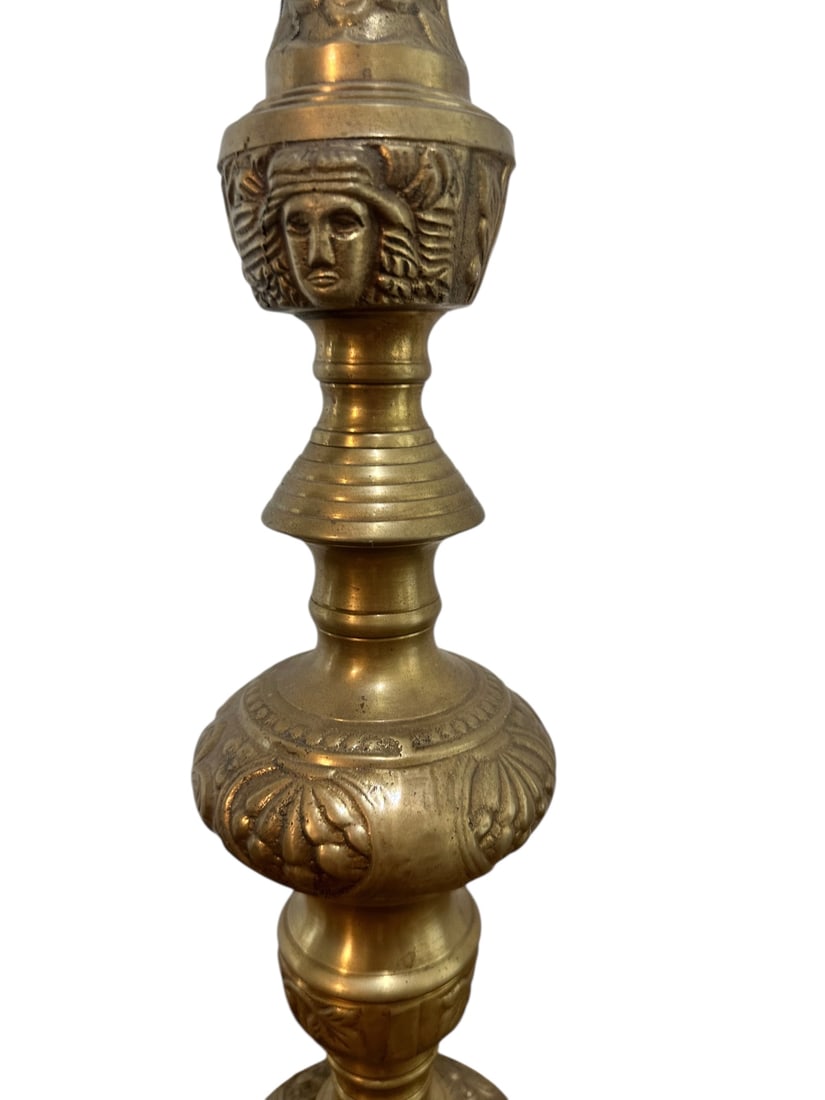 Antique 2pc Brass Altar Candlesticks - 5