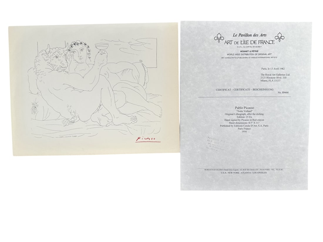 Pablo Picasso "Suite Vollard" Litho COA Signed (1 of 6)