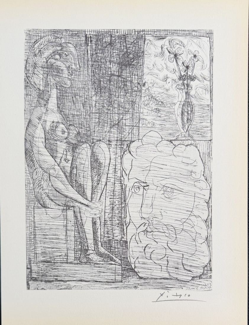 Pablo Picasso "Sculpture & Vase of Flowers" Litho (1 of 5)
