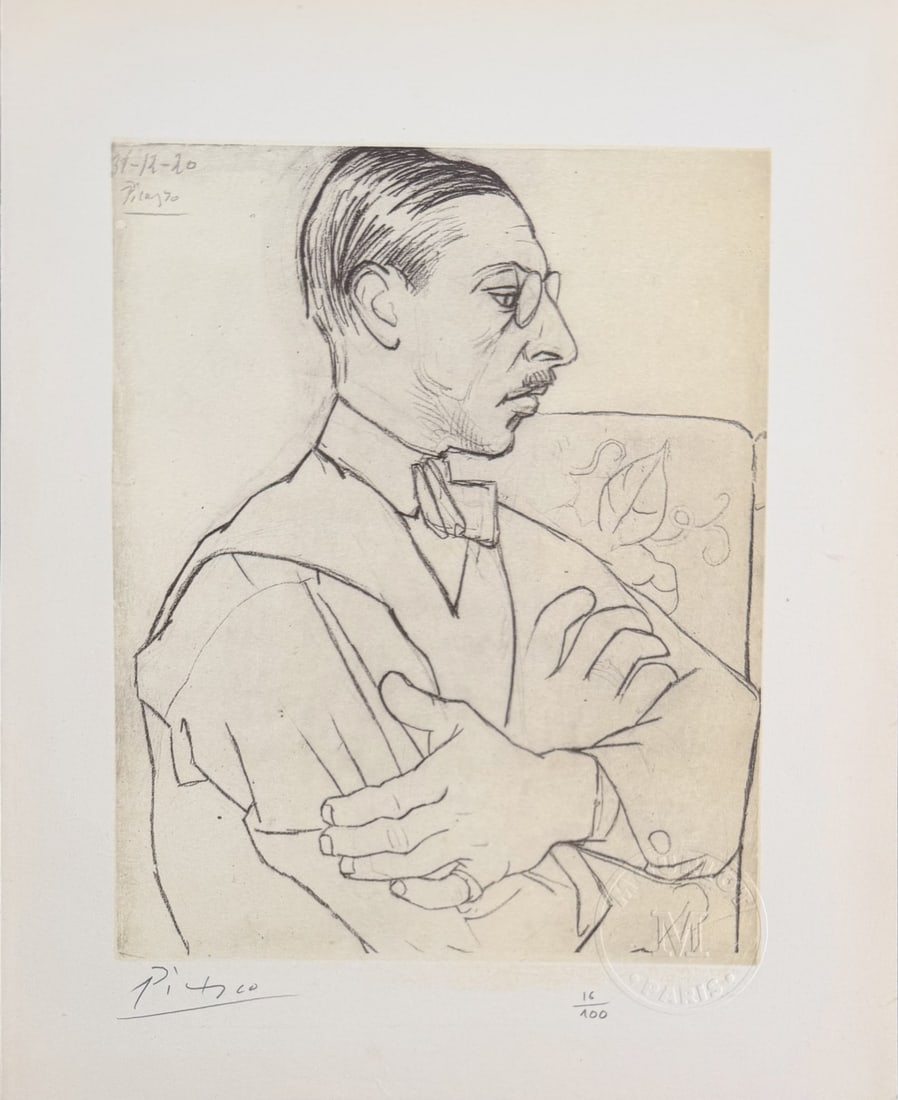 Pablo Picasso Igor Stravinsky Portrait Litho COA (1 of 7)