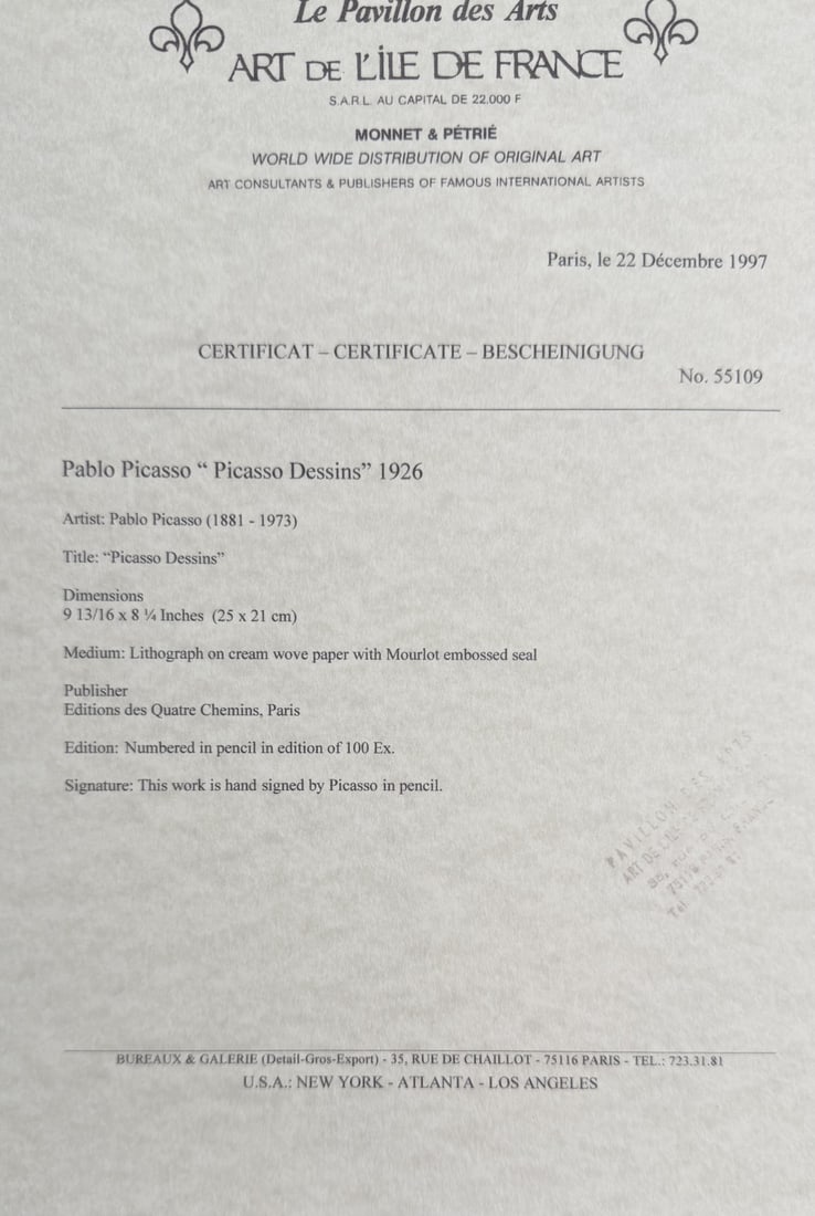 Pablo Picasso Original Lithograph Unknown Title - 5