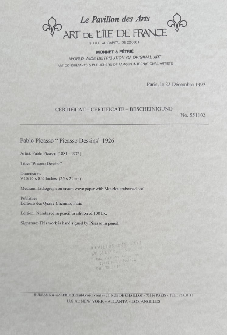 Pablo Picasso Original Lithograph, Unknown Title - 5