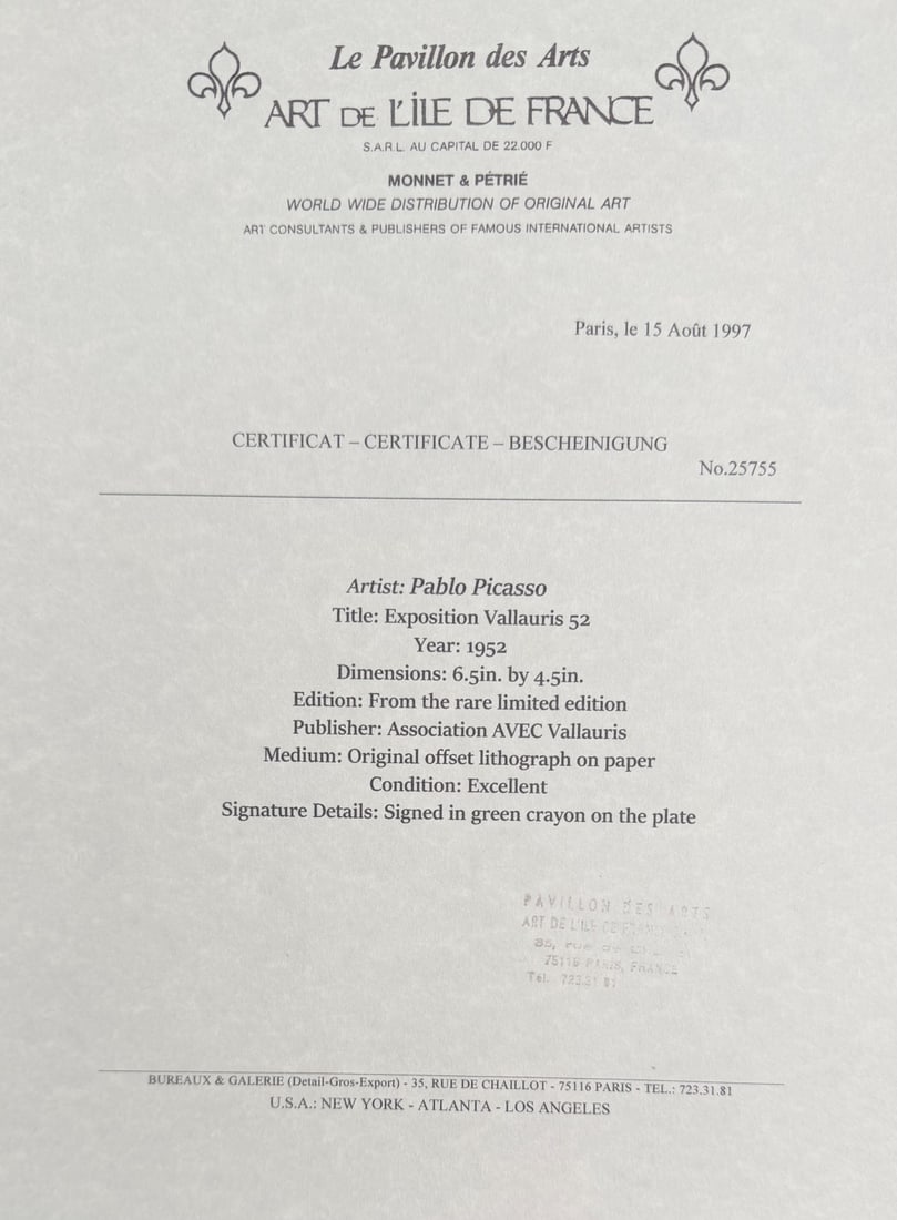 Pablo Picasso "Exposition Vallauris 52" Lithograph - 6