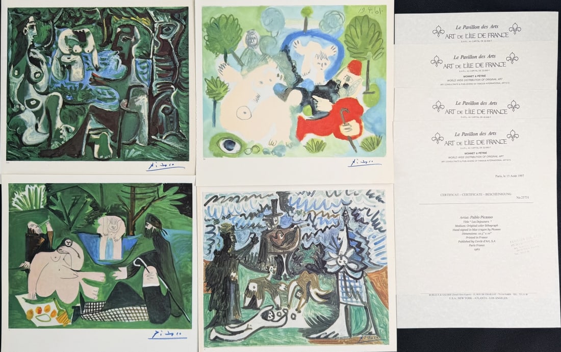 4pc Pablo Picasso Lithographs "Les Dejeuners" (1 of 18)