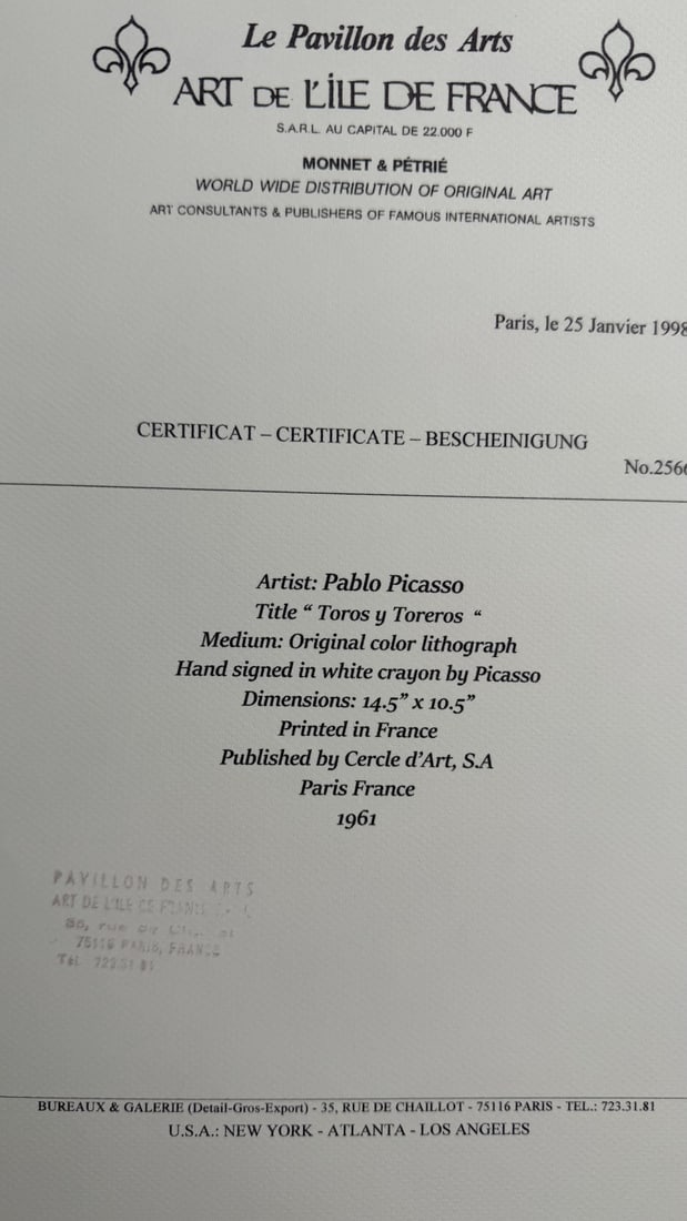 4pc Pablo Picasso Original Color Lithographs - 17