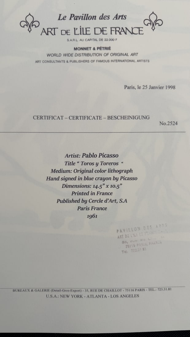 4pc Pablo Picasso Original Color Lithos - 5