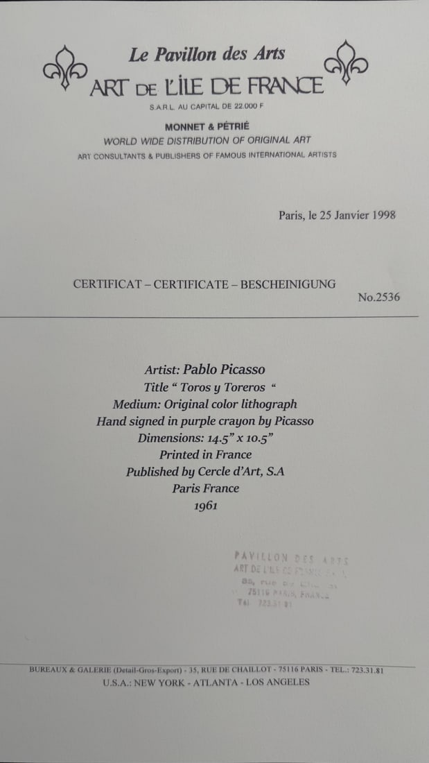 4pc Pablo Picasso Original Color Lithographs - 10