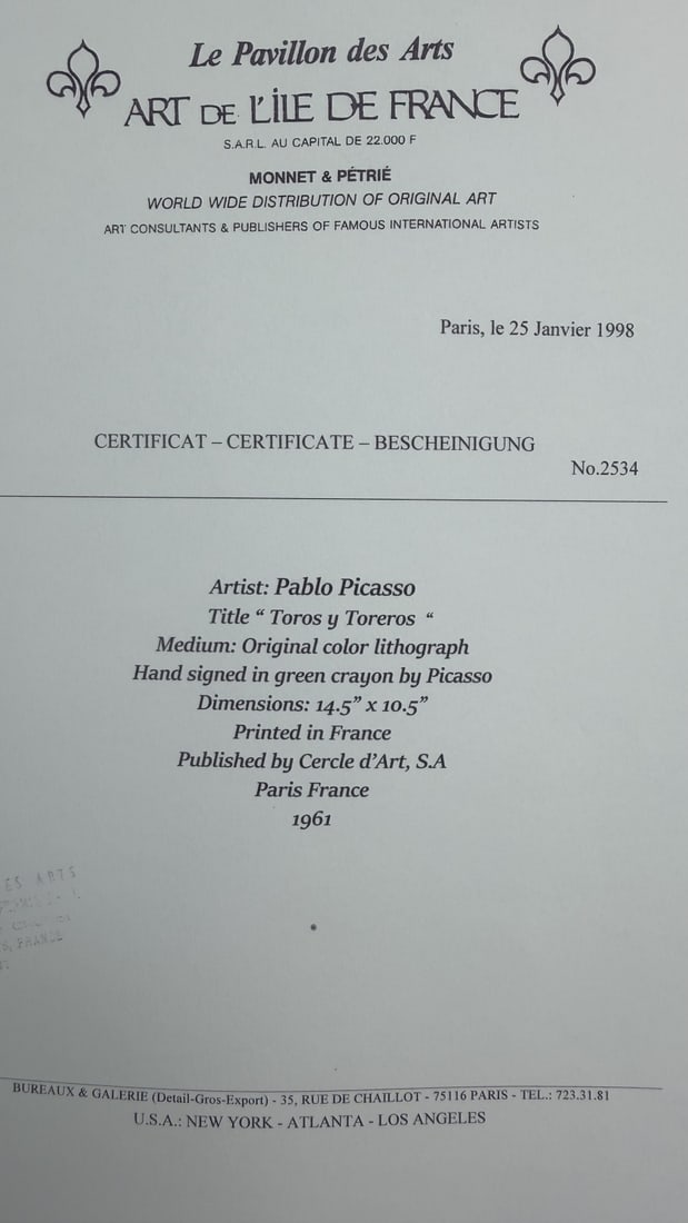 4pc Pablo Picasso Color Lithographs - 11