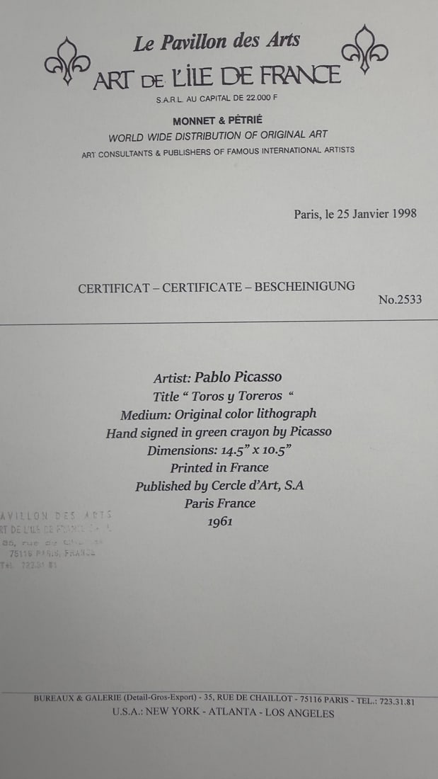 4pc Pablo Picasso Color Lithographs - 7