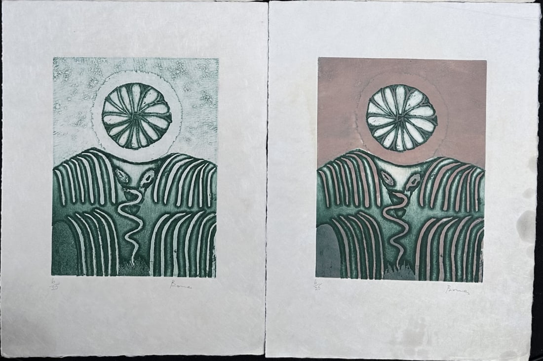 2pc Bona de Mandiargues (1926-2000) Aquatint (1 of 9)