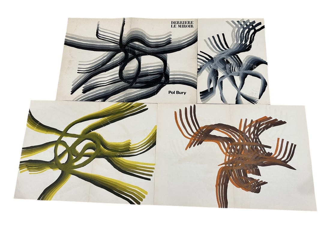 4pc Pol Bury "Derriere le Miroir" 1969: 4 Pieces by Pol Bury (Belgian 1922-2005), two sided double pages from "Derriere le Miroir", from 1969. Printed for the art review Derriere le Miroir and published in Paris by Maeght. Very good conditi