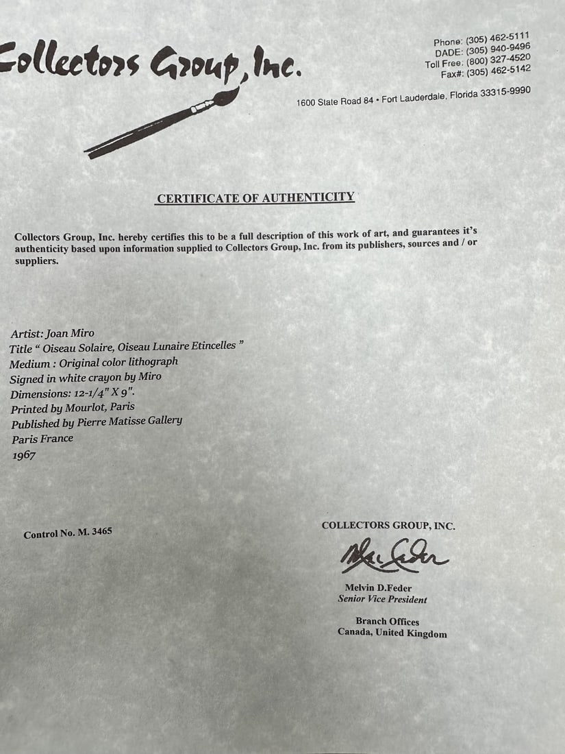 4pc Joan Miro Lithos from Oiseau Solaire - 15