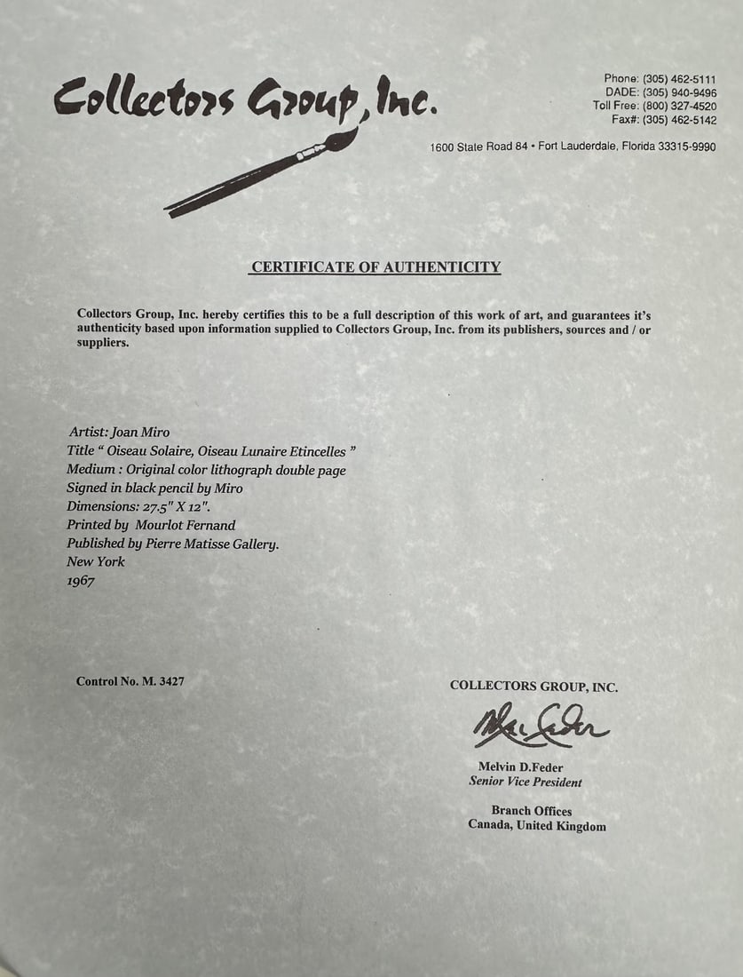 4pc Joan Miro Lithos from Oiseau Solaire - 4
