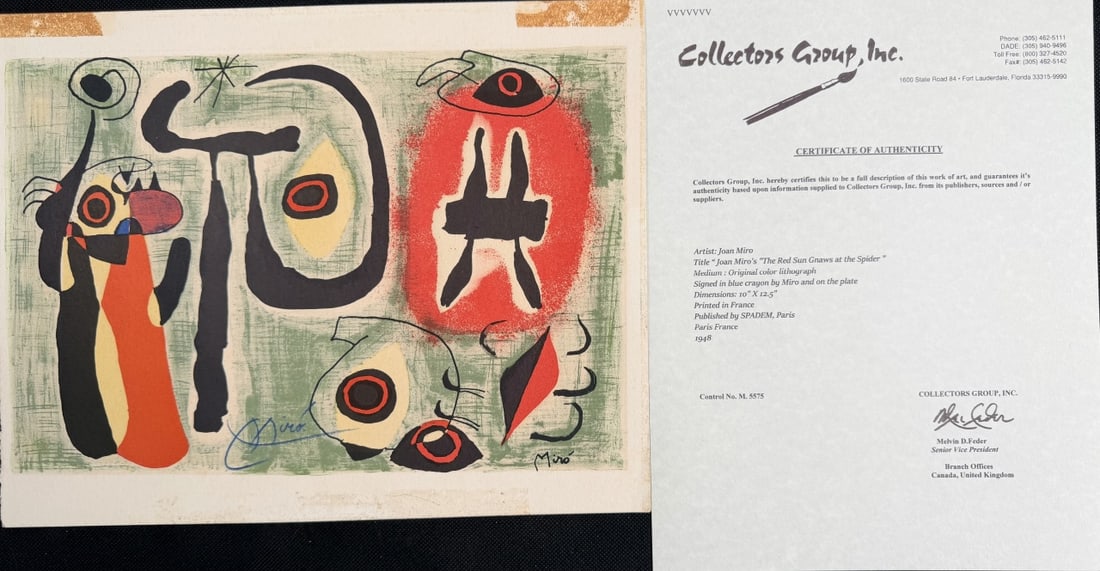 Joan Miro "The Red Sun Gnaws at the Spider" Litho (1 of 6)