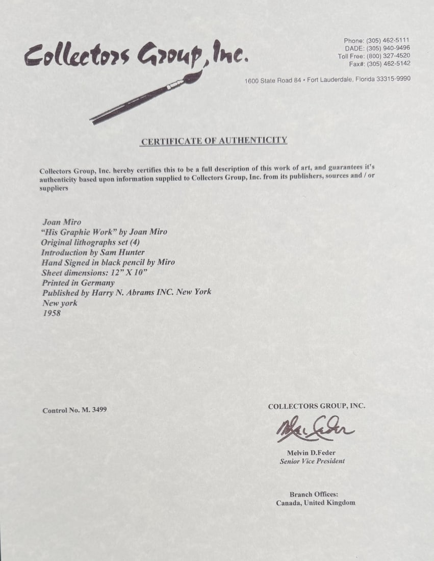 4pc Joan Miro "His Graphie Work" Original Lithos - 6