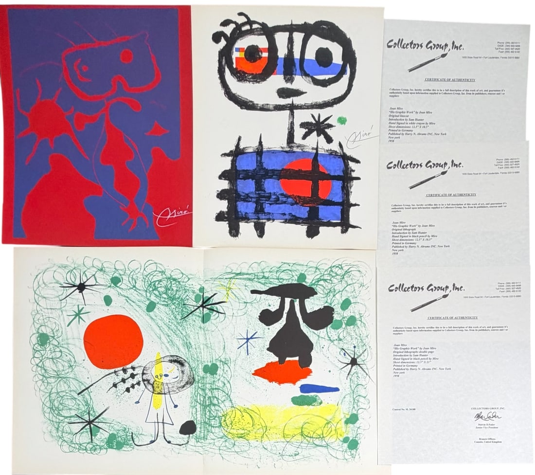 3pc Joan Miro "His Graphie Work" Lithographs COA (1 of 7)