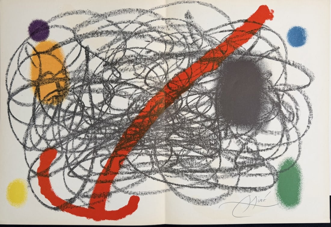 Joan Miro Original Color Lithograph "Oiseau Rouge" (1 of 7)