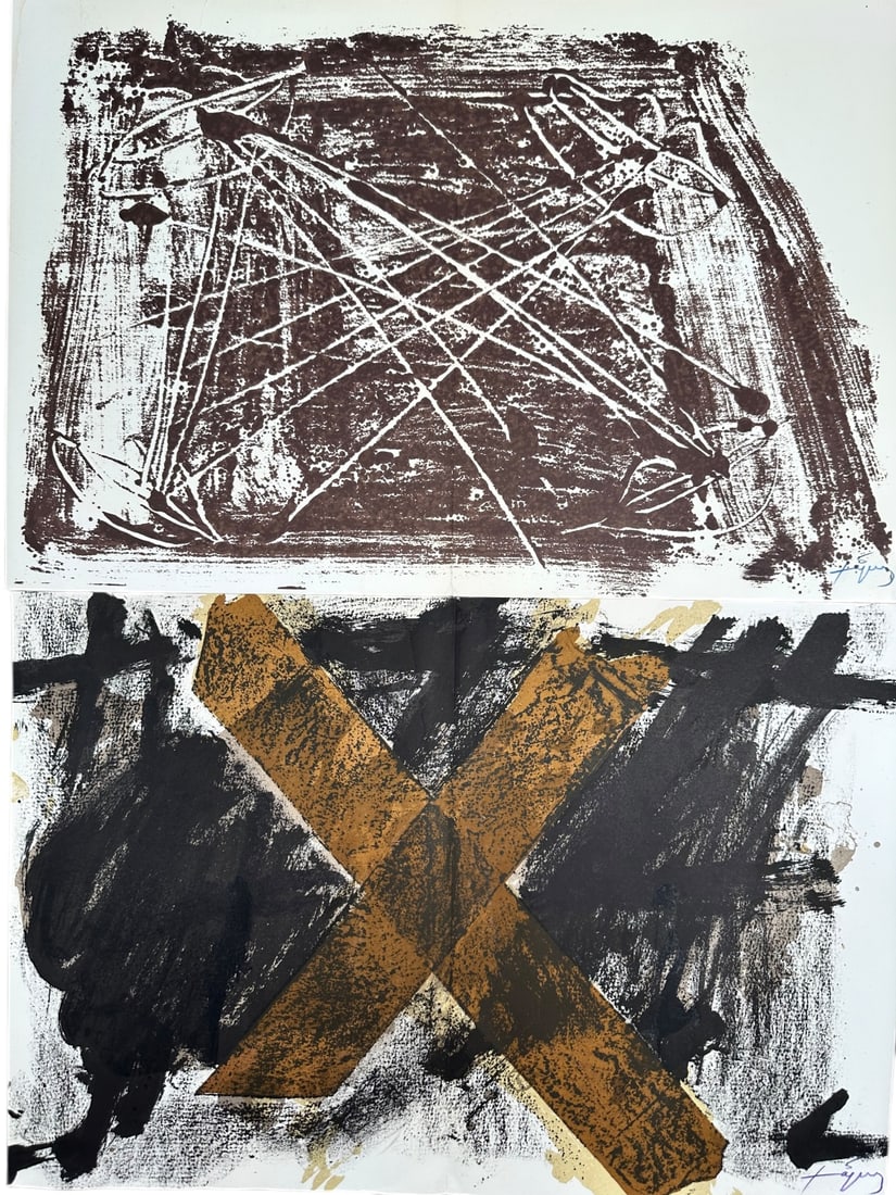 2pc Antoni Tapies Lithographs Signed (1 of 8)
