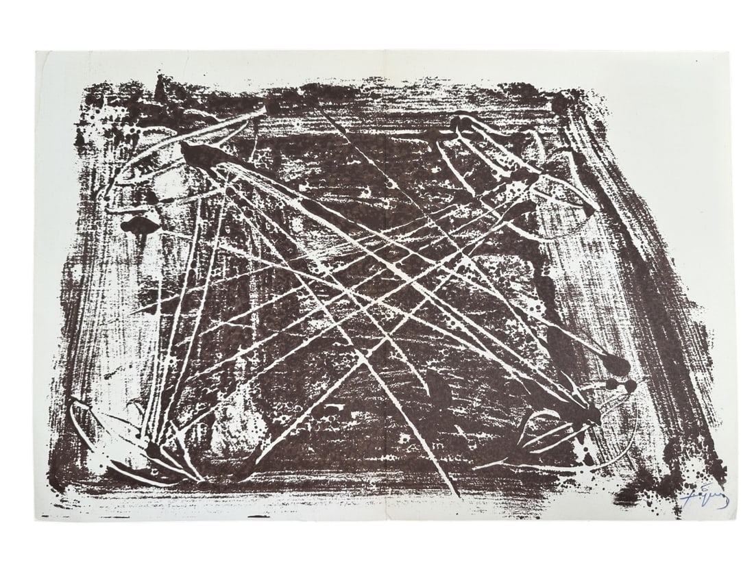 2pc Antoni Tapies Lithographs Signed - 5
