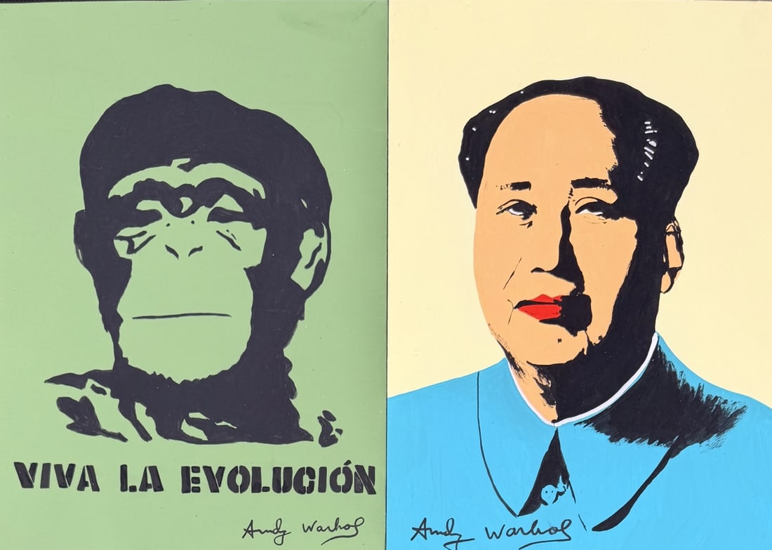 2pc Andy Warhol Drawings Stamped COA on Verso (1 of 15)