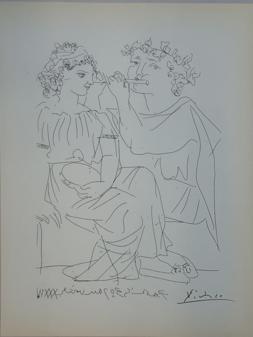 Pablo Picasso "Suite Vollard" Plate Hatje Edition: Pablo Picasso "Suite Vollard" Plate Hatje Edition 1956. Vintage plate from Suite Vollard by Pablo Picasso, published by Verlag Gerd Hatje, Stuttgart (1956). This elegant composition features Picasso&#