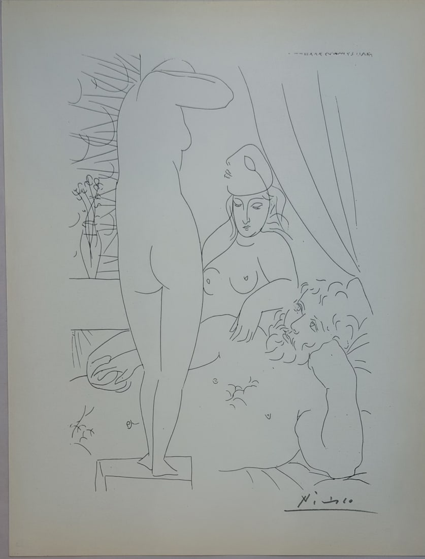 Pablo Picasso "Suite Vollard" Plate Hatje Edition: Pablo Picasso "Suite Vollard" Plate Hatje Edition 1956. Vintage plate from Suite Vollard by Pablo Picasso, published by Verlag Gerd Hatje, Stuttgart (1956). This elegant composition features Picasso&#