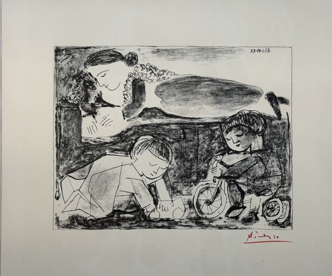 Pablo Picasso "Toreros" Lithographic Plate: Pablo Picasso "Toreros" (1959) Lithographic Plate with letter from The Cincinnati Art Museum. Artist: Pablo Picasso Title/Series: "Toreros" Publication Date: 1959 Organized by: The Cincinnati Art Muse