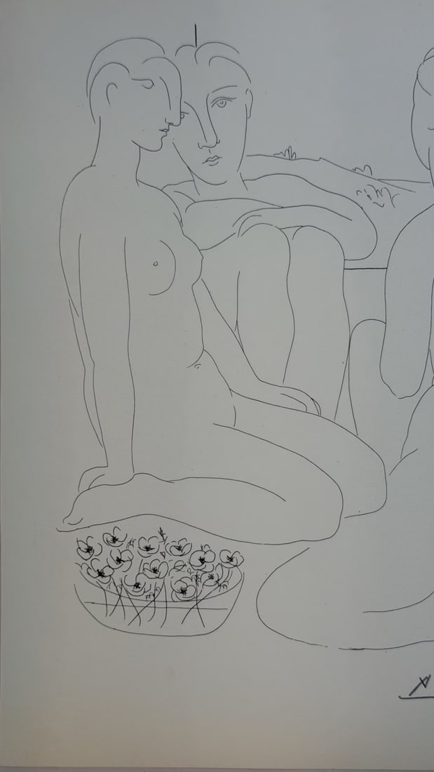 Pablo Picasso "Suite Vollard" Plate Hatje Edition: Pablo Picasso "Suite Vollard" Plate Hatje Edition 1956. Vintage plate from Suite Vollard by Pablo Picasso, published by Verlag Gerd Hatje, Stuttgart (1956). This elegant composition features Picasso&#