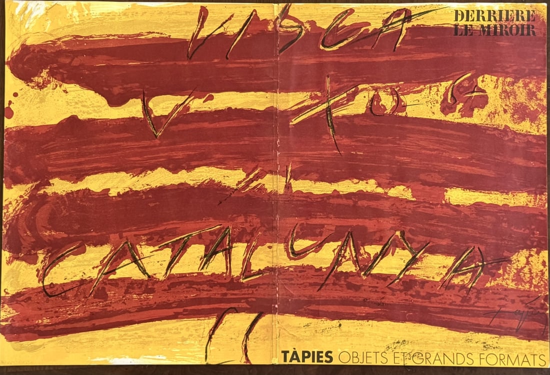 Antoni Tapies – Derriere le Miroir No. 200 1972: Antoni Tapies – Derriere le Miroir No. 200 (1972), Maeght Editeur. Vibrant double-page lithograph cover created by Antoni Tapies for "Derriere le Miroir", No. 200 (November 1972), published by M