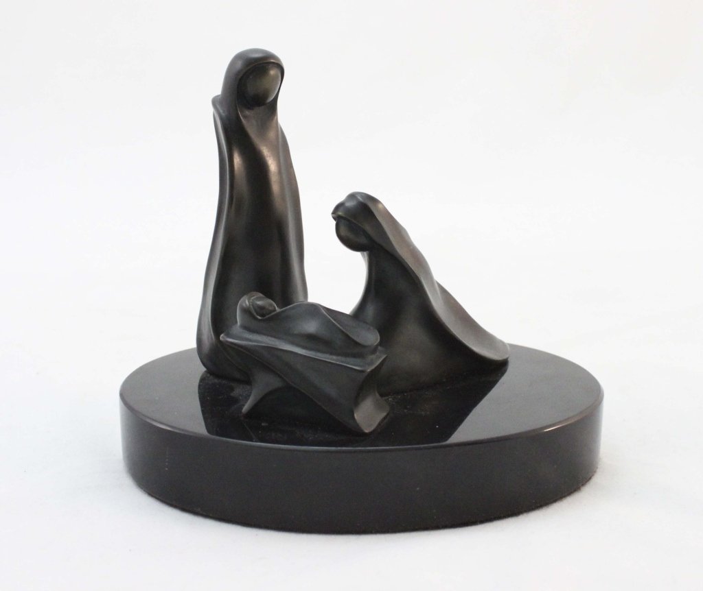 Bronze & Marble Nativity Scene Signed "Weber 87": Bronze and marble nativity scene signed Weber 87. Sculpture and signed by the artist, Max Weber. Measurements: 6" x 4" x 5" Period: Mid Century Modern Artist: Weber