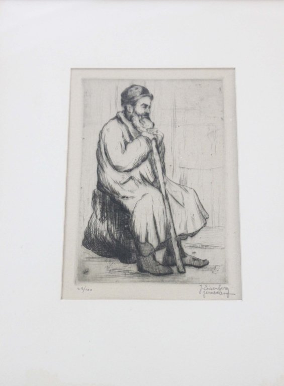J. Eisenberg Jerusalem Etching: J. Eisenberg's Jerusalem etching, signed and numbered 22/100. In perfect condition. Frame Measures: 1/2" x 8.5" x 10.5" Measurements: See Description Period: 20th Century Artist: Jacob Eisenberg