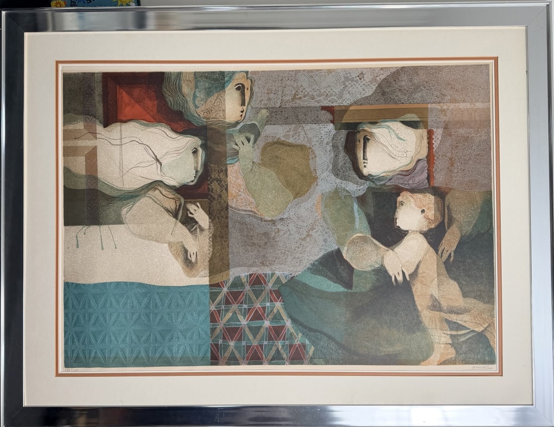 Alvar Sunol (1935) "Maternite" Orig Color Litho: Alvar Sunol (1935) "Maternite" ("Maternity") original color lithograph on embossed paper. Hand signed in pencil lower right. Numbered in pencil lower left #171/285. Excellent condition. Art measures