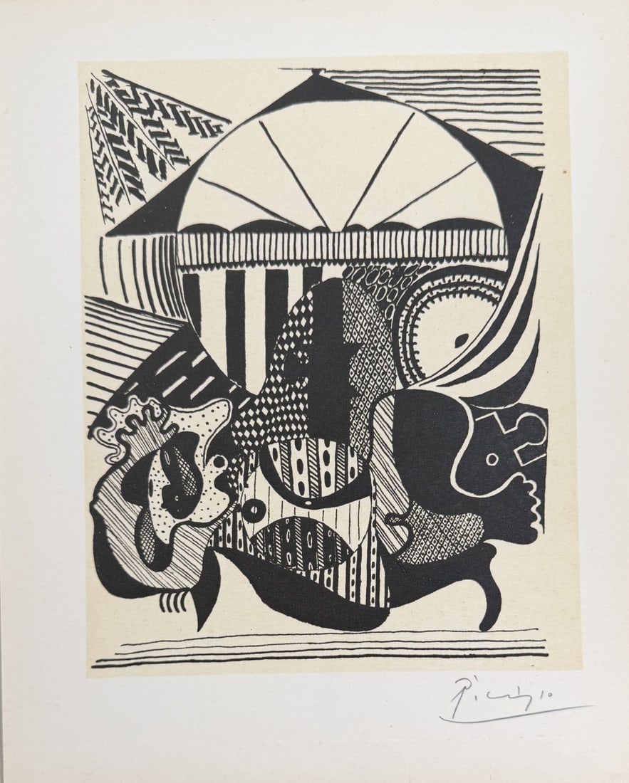 Pablo Picasso Abstract Composition Dessins 60/100: Pablo Picasso (Spanish, 1881–1973)Original lithograph from the deluxe edition of Picasso Dessins by Waldemar George. Published by Editions des Quatre Chemins, Paris. Pencil signed lower right. D