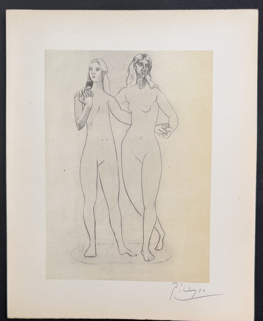 Pablo Picasso Two Female Nudes Dessins 14/100: Pablo Picasso (Spanish, 1881–1973)Original lithograph from the highly sought after deluxe edition of Picasso Dessins by Waldemar George. Published by Editions des Quatre Chemins, Paris. Pencil s