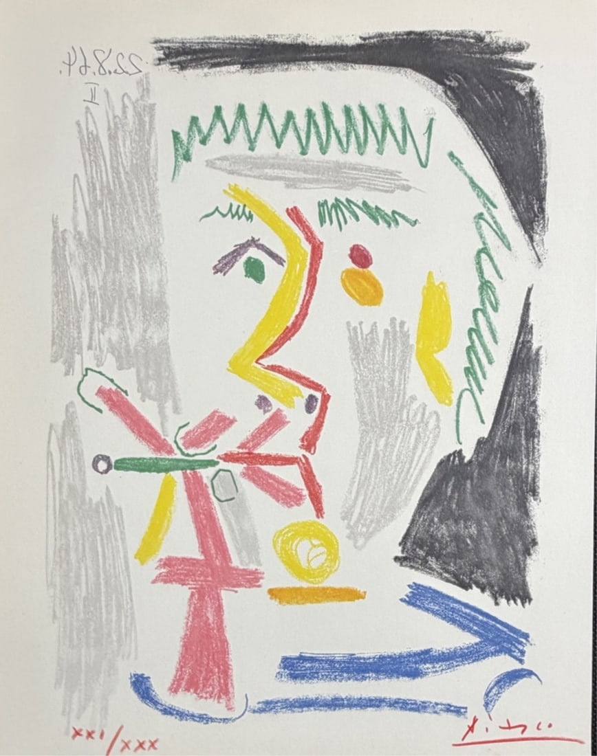 2pc Pablo Picasso Color Lithographs Head - 2