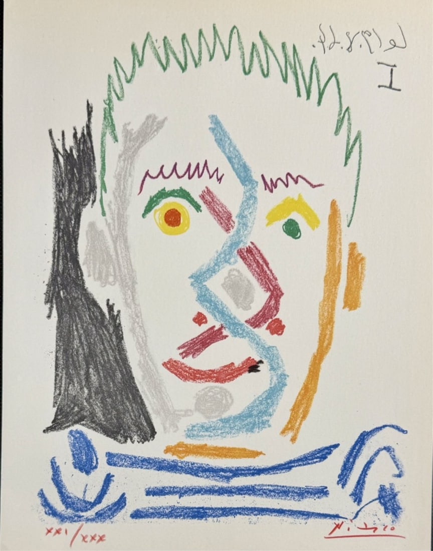 2pc Pablo Picasso Color Lithographs Head - 8