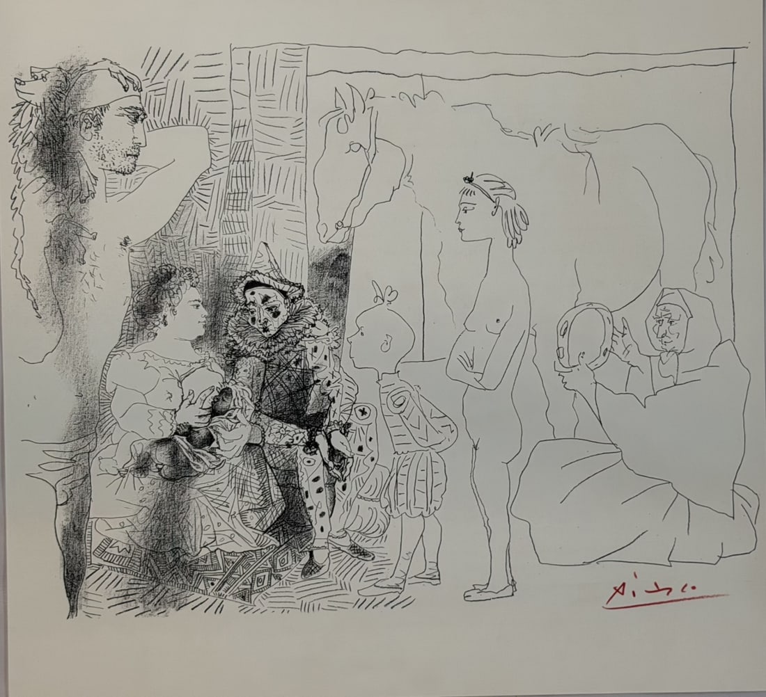 Pablo Picasso "Toreros" Lithographic Plate: Pablo Picasso "Toreros" (1959) Lithographic Plate with letter from The Cincinnati Art Museum. Artist: Pablo PicassoTitle/Series: "Toreros"Publication Date: 1959Organized by: The Cincinnati Art