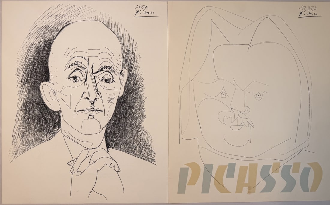 2pc Pablo Picasso "Toreros" The Cincinnati Art: 2 Pieces Pablo Picasso Lithographic Plates with letter from The Cincinnati Art Museum. Artist: Pablo PicassoPublication Date: 1957Organized by: The Cincinnati Art MuseumExhibited in The Contemporary