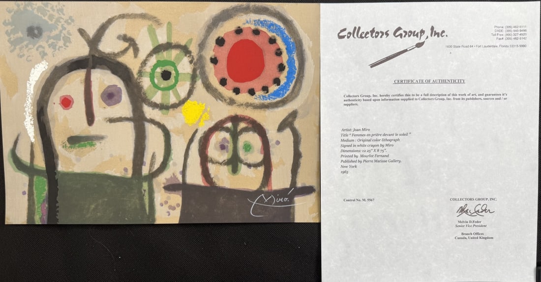 4pc Joan Miro Color Lithographs Signed COA - 2