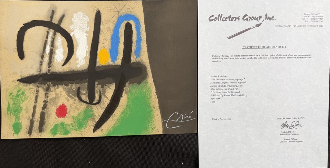 4pc Joan Miro Color Lithographs Signed COA - 5