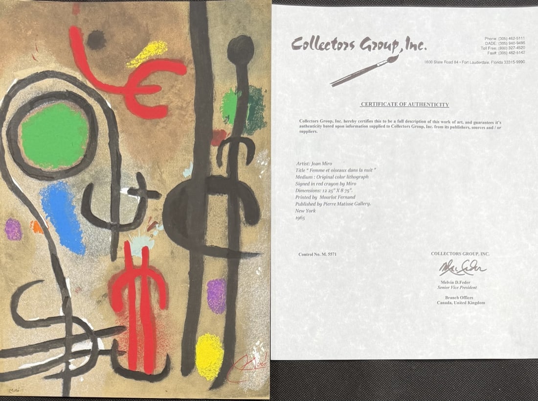 4pc Joan Miro Color Lithographs Signed COA - 8