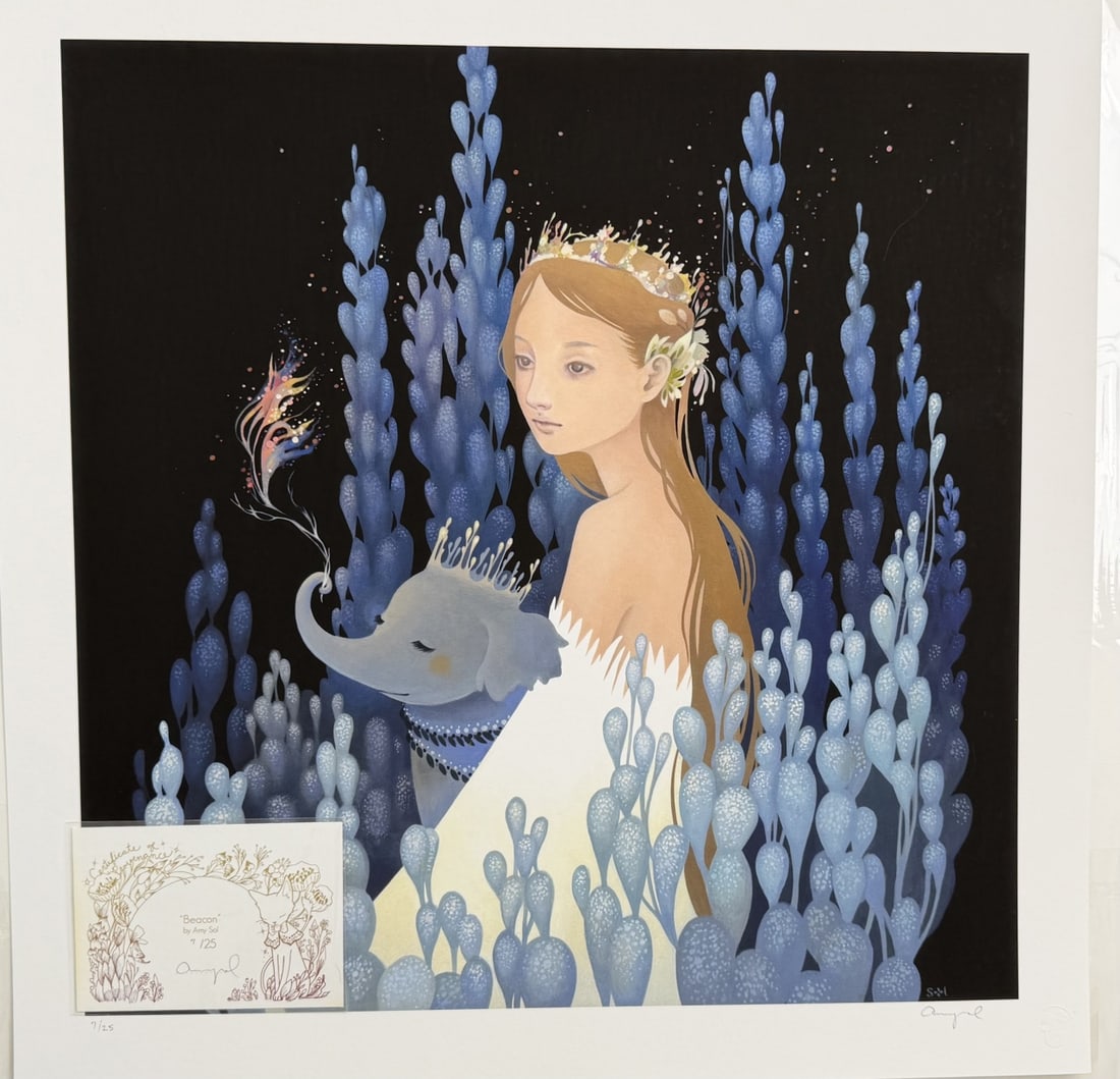 Amy Sol "Beacon" COA & Seal #7/25: Amy Sol (American, b. 1981), Titled "Beacon". Certificate of Authenticity & SealColor archival pigment giclee on 100% cotton archival fine art paper, signed in pencil, numbered 7/25, and bearing the