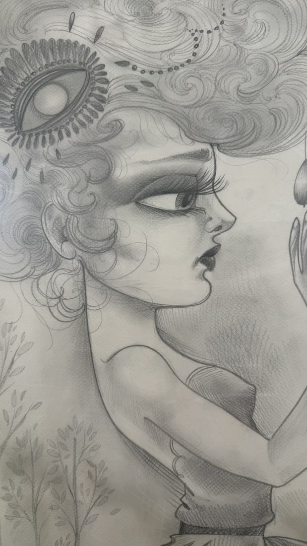 Sandi Calistro Original Graphite Drawing - 2
