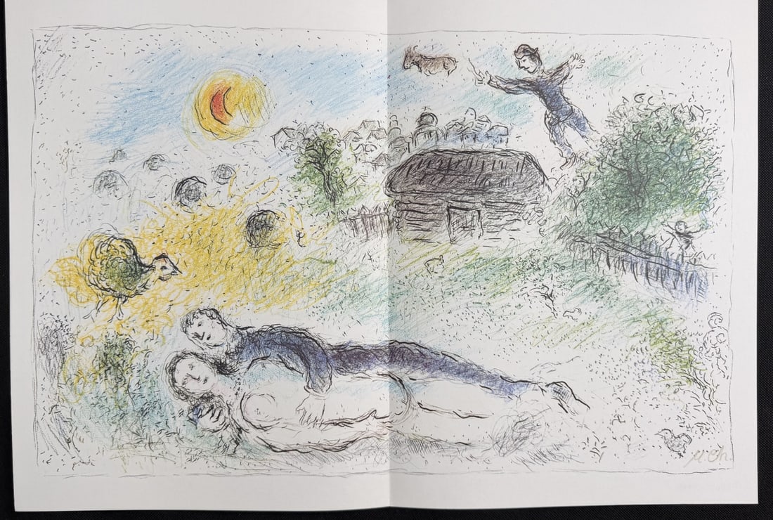 2pc Marc Chagall Original Lithographs "Derriere - 2