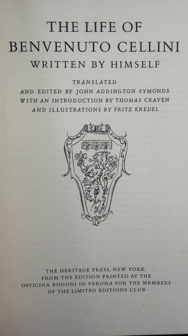 Benvenuto Cellini "The Life of Benvenuto: Benvenuto Cellini "The Life of Benvenuto Cellini" Autobiography Heritage Press Edition (Illustrated). Classic Heritage Press edition of The Life of Benvenuto Cellini, written by Benvenuto Cellini and