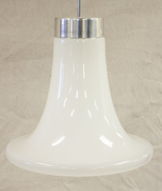 Kurt Versen Murano Hanging Opaque Glass Light: Very Large Kurt Versen Murano Hanging Opaque Glass Pendant Light with trumpet form. Measurements: 20 dia x 20"" Period: 1970's Artist: Kurt Versen