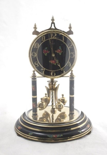 Keininger &Obergfell Anniversary Clock w/ Dome: Keininger &Obergfell German Anniversary Clock w/ Dome Measurements: 7.5" dia x 13" Period: Mid Century