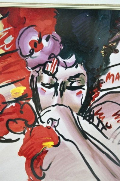 Peter Max "Suzin" Porcelain Plaque: Peter Max "Suzin" work on porcelain. Matted and set in hardwood frame. The Franklin Mint certificate of authenticity affixed on back. Art Measures 8" x 10.5" Frame Measures 14" x 16.5" Dimensions: See