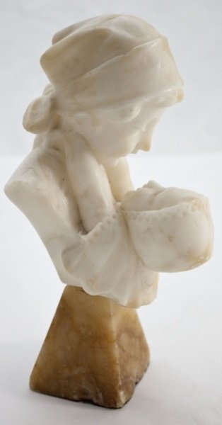 Carved Alabaster Bust of Mother and Child: Carved Alabaster Bust of Mother and Child. Some wear (as photographed) Dimensions: 5" x 5.5" x 10" Period: 19th Century